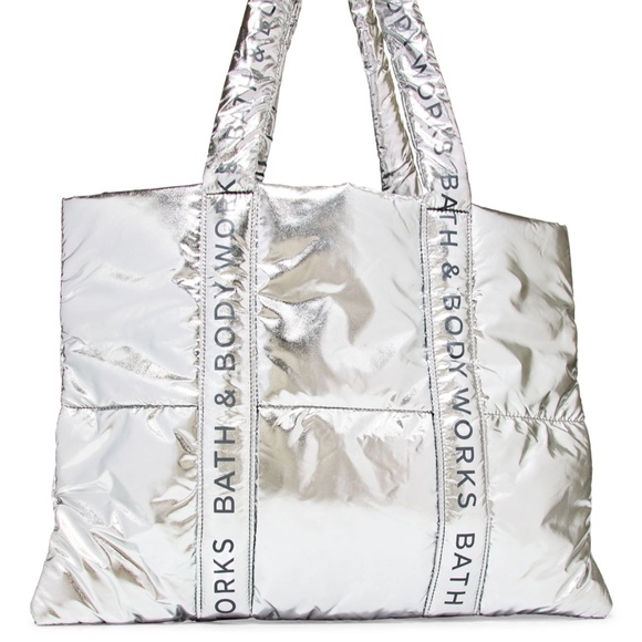 Bath & Body works silver puffer tote bag - Picture 1 of 4